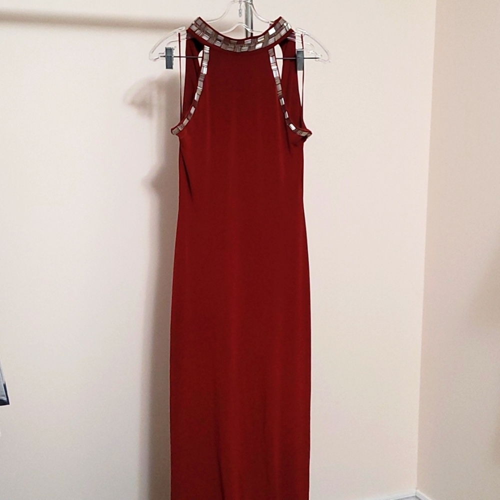 Guess Beaded Open-Back Maxi Dress S